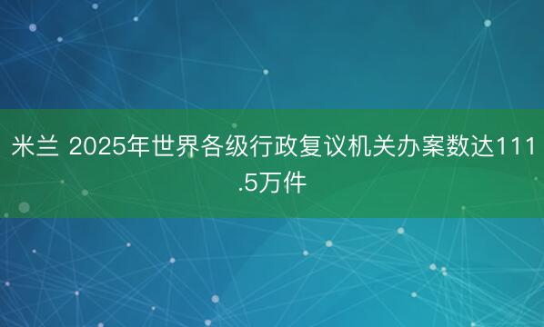 米兰 2025年世界各级行政复议机关办案数达111.5万件