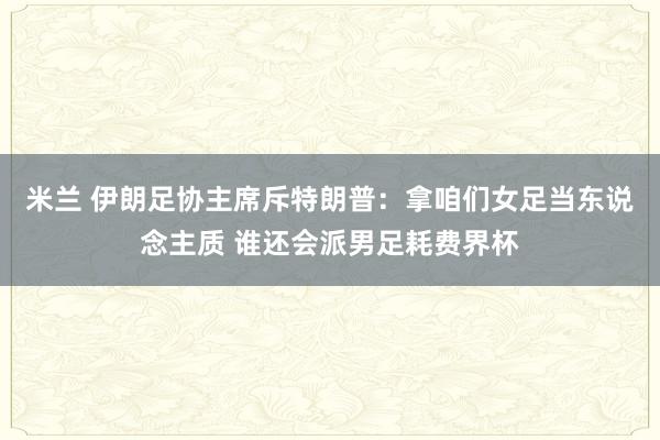 米兰 伊朗足协主席斥特朗普：拿咱们女足当东说念主质 谁还会派男足耗费界杯