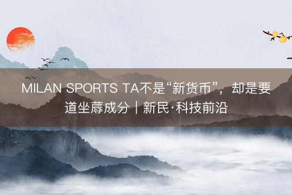 MILAN SPORTS TA不是“新货币”，却是要道坐蓐成分｜新民·科技前沿